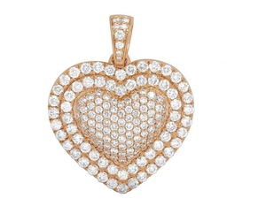 Colgante de Corazón con Piedras de Moissanita, Chapado en Oro Rosa, Estilo Romántico, Joyería para Mujer, Colgante de Regalo, Colgante Personalizado de Dos Tonos - Product Image 2