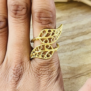 Anillo de Hoja Delicado Favorito del Mercado, Anillo Bohemio de Latón para Mujer, Chapado en Oro de 18k, Joyería Botánica Vintage de Filigrana, Venta al por Mayor/OEM/ODM - Product Image 3