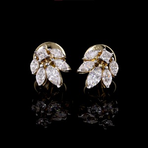 Boucles d'oreilles Western Lab Grown Diamond Princess Marquise Cut |   Cadeau de mariage ou de fiançailles en or 14 carats plaqué rhodium certifié IGI - Product Image 1