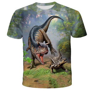 T-shirt à manches courtes pour homme, col rond, imprimé dinosaure 3D, décontracté, polyester, coupe classique, motif photo - Product Image 2