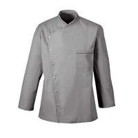 Veste de chef professionnelle de haute qualité personnalisable, manches longues, respirante, durable, polyester/coton, fermeture à boutons, restaurant, bar