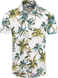 Chemise hawaïenne verte à manches courtes pour homme, col boutonné, séchage rapide, design imprimé personnalisé, vêtements de plage - Product Image 5