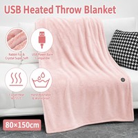 Couverture chauffante en polaire douce 80x150cm, alimentée par USB, 3 réglages de chaleur, chauffage rapide pour le bureau