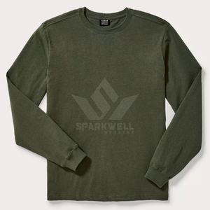 T-shirt à manches longues pour homme FILSON, vert, coton, col rond, coupe classique, logo imprimé sur la manche droite, 320g, fabriqué aux États-Unis - Product Image 6