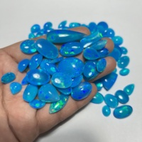 Ópalo Natural Genuino Azul Etíope Welo, Gema en Forma de Pera, Cabujón Suelto con Destellos Multicolor y Brillo Intenso