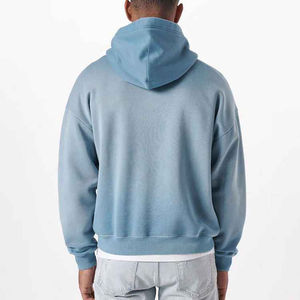 เสื้อฮู้ดดี้โอเวอร์ไซส์ทรงวินเทจสำหรับผู้ชาย ผ้าฟลีซ ล้างสีแบบแอซิดวอช มีกระเป๋าจิงโจ้ สไตล์สตรีทแวร์ - Product Image 2