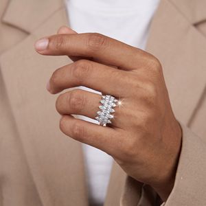 Bague Éternité Femme en Argent Sterling avec Diamant de Laboratoire Taille Marquise, Empilable, pour Usage Quotidien - Product Image 5