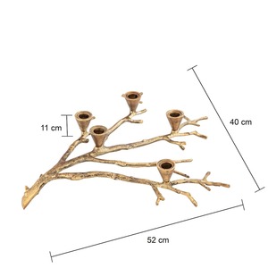 Luxury Casted Gold Branch Candelabra With 6 Light Metal Taper Candle Holder Realistic <b>Tree</b> Design For Table Centerpiece <b>Decor</b> - Product Image 4