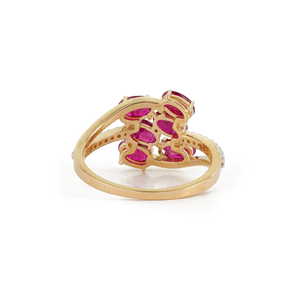 Anillo de Oro Amarillo K14 Sólido con Rubí y Diamantes 100% Naturales, Hecho a Mano, de Lujo y Tendencia, para Mujer, Diseño de Joyería de Última Moda - Product Image 6