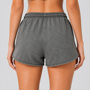 Shorts Femme 2026 en Coton Délavé Effet Acide, Respirant, Séchage Rapide, Écologique, Taille Élastique, Style Vintage, Idéal au Quotidien - Product Image 3