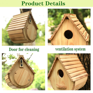 Handmade Wooden <b>Bird</b> House Hanging Outdoor Garden Nesting Box Natural Wood Birdhouse with <b>Perch</b> Rustic <b>Bird</b> Shelter - Product Image 3