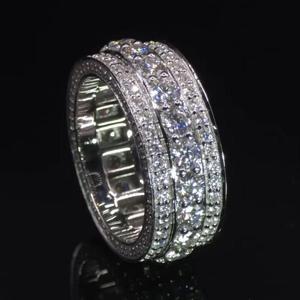 Élégante bague de mariage en argent sterling 925 sertie de moissanite, plaquée platine/or, moderne, classique, traditionnelle, pour fiançailles - Product Image 3