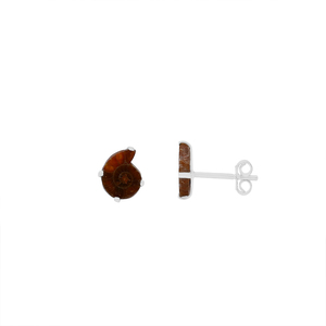 925 Silver Natural Ammonite Rough Butterfly Lock Stud <b>Earrings</b> Fashion Trendy Dainty Prong Setting Engagement Gift Pack 3 Pairs - Product Image 2