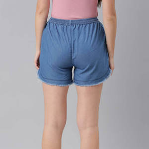กางเกงขาสั้นลำลองเอวยางยืดผ้าเทอร์รี่ระบายอากาศได้ดีสำหรับผู้หญิง สีฟ้า น้ำหนักเบา แห้งเร็ว เหมาะสำหรับใส่พักผ่อนในฤดูร้อนและใส่ได้ทุกวัน - Product Image 4