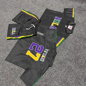 100% Nylon Embroidered Shirt & Shorts <b>Set</b> For Men Drawstring Mid Waist <b>Knitted</b> Solid Waterproof Breathable - Product Image 4