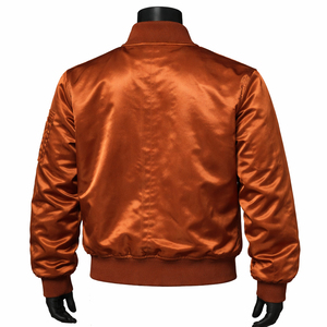 <b>Men</b> Satin Varsity <b>Jacket</b> <b>Casual</b> Baseball Style Full Zip Outerwear Smooth Fabric Ribbed Trim Fashion Streetwear <b>Jacket</b> Custom - Product Image 5