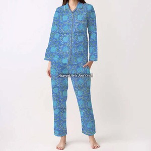 Conjunto de Pijamas de Algodón 100% para Mujer, Ropa de Dormir Suave para el Hogar, Conjunto de Pijamas de Primavera/Verano con Estampado Floral/Personajes/Letras/Estampado/Vacaciones/Árbol PJ074 - Product Image 4