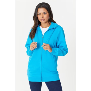 Custom Logo <b>Women</b> <b>Blue</b> Zip <b>Hoodie</b> Heavyweight Casual Activewear Drawstring Top - Product Image 2