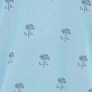 Chemise personnalisée OEM pour homme, imprimée, bleu clair, motif palmier, manches courtes, décontractée, respirante, tricotée - Product Image 6