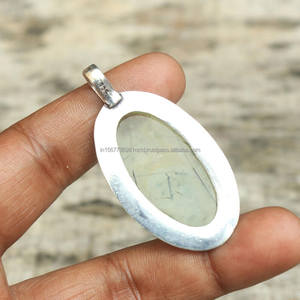 Solide 925 Sterling Silver Pendentif Prehnite Gemstone Pendentif Collier Bijoux Faits À La Main Prehnite Bijoux Cadeau De Noël Pour Elle - Product Image 6