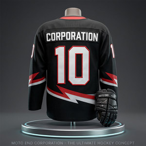 Moto End Corporation Ice Hockey Jersey Set Men's Sublimated V-Neck Full Sleeve Moisture Wicking Uniform Adult Winter Sport Appar - Product Image 2