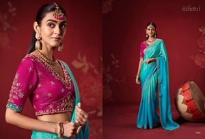 Le Saree en crêpe de soie douce Royal Edit Dola avec tissage Zari |   Sari Ombre Designer avec Blouse en Soie Ornée de Cutdana et de Perles |   Premium - Product Image 2
