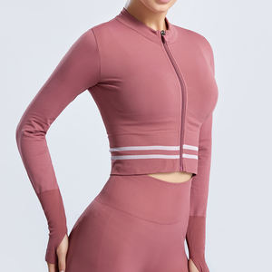 Ropa Deportiva para Mujer, Camiseta de Yoga sin Costuras de Color Sólido, Manga Larga, Top Corto para Entrenamiento, Secado Rápido, Transpirable, Conjuntos de Yoga - Product Image 2
