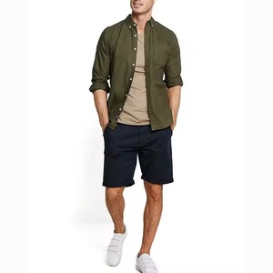 Wholesale Men's Business Casual Woven Cotton Shorts Summer Golf Elastic Waist Closure 100% <b>Canvas</b> Solid <b>Plain</b> Dyed Mid Waist - Product Image 2
