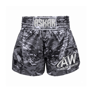 Shorts de boxe Askar vert avec ceinture dorée, sérigraphie, coupe ample, unisexe, 100 % polyester, légers, pour arts martiaux - Product Image 1