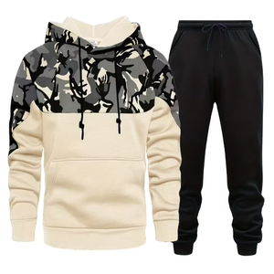 Camouflage print Hoodie <b>Set</b> Men's Tie-Dye Long Sleeve Hoodie And Tie-Dye Ribbed <b>Sweatpants</b> <b>Set</b> Suitable for Spring Hoodie <b>Set</b> - Product Image 1