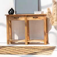 Console en bois Vandana Sierra Arion avec deux tiroirs, meuble d'appoint moderne en bois massif