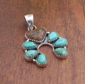 Pendentif Naja en turquoise naturelle et argent sterling 925, fait main, turquoise boulder, fer à cheval, bijoux vintage bohèmes pour femmes, vente en gros - Product Image 4