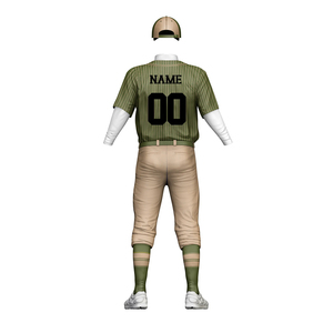 Maillot de baseball rayé vert pour homme avec pantalon et chaussettes couleur tan, coupe classique, respirant, pour toutes les saisons, vêtements de sport - Product Image 2