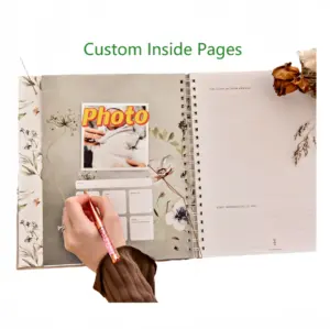 Customized Packaging Logo Printing Linen Material Spiral Baby Books First Year Memory Book
