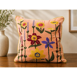 Premium 100% Polyester Embroidered Floral <b>Cushion</b> <b>Cover</b> | Decorative Throw Pillow <b>Cover</b> for Modern Home Decor - Product Image 2