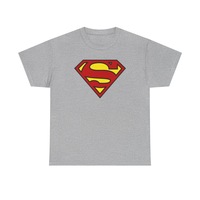 T-shirt à manches courtes pour homme avec logo Superman, coupe classique, jersey de coton, col rond, style décontracté, imprimé sur le devant, design de personnage