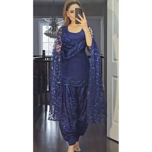 Costume Patiyala de couleur bleue pour les fêtes, UC-1176- - Product Image 1