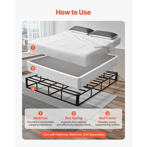 Cadre de lit en métal robuste taille Queen avec sommier à ressorts et tissu lavable 9.1 - Product Image 3