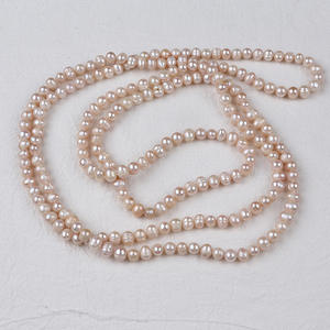 Collier de perles d'eau douce naturelles de 7-8 mm, perles simples et tendance pour femmes, 160 cm de long, vente en gros de Zhuji - Product Image 4