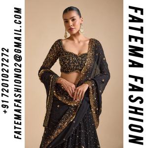 ชุดเลเฮนกาโชลีงานแต่งงานผ้าจอร์เจตต์เนื้อหนา พร้อมงานปักเลื่อม ชุดเสื้ออินเดียแบบมีซับใน สามารถปรับแต่งได้ นำเข้าจากอินเดีย - Product Image 2