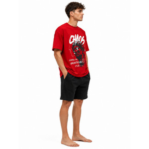 เสื้อยืดสตรีทแวร์ทรงโอเวอร์ไซส์ คอตตอน 240 GSM ระบายอากาศได้ดี เป็นมิตรกับสิ่งแวดล้อม พร้อมโลโก้ด้านหน้า แบบยูนิเซ็กซ์  รับผลิตเสื้อผ้าตามสั่ง - Product Image 3