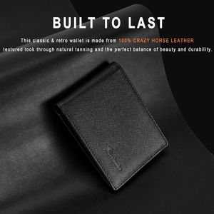 Portafoglio Bifold in Vera Pelle Fatto a Mano per Uomo, Elegante Portafoglio Maschile con Blocco RFID, 2 Finestre per Documenti, Confezione Regalo, Moduli NFC, Accessorio - Product Image 2