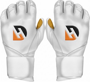 Gants de frappe en cuir blanc avec logo orange, rembourrés, fermeture à enfiler, unisexe, pour entraînement adulte - Product Image 1