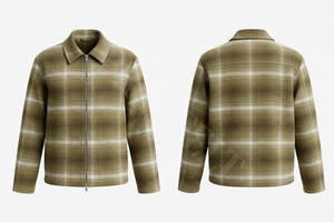 Chemises habillées à carreaux pour hommes, imprimées sur mesure, élégantes et tendance, avec fermeture éclair, décontractées et à la mode, pour l'automne et l'hiver, vente en gros - Product Image 4