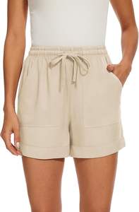 Shorts Bermuda Femme Été 100 % Coton Taille Haute Ample Vintage Décontracté Respirant Polyvalent avec Cordon de Serrage - Product Image 2