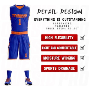 Camiseta de Baloncesto Personalizada al por Mayor para Hombre, Ropa Deportiva Azul y Naranja sin Mangas, Camiseta de Baloncesto de Alta Calidad - Product Image 3