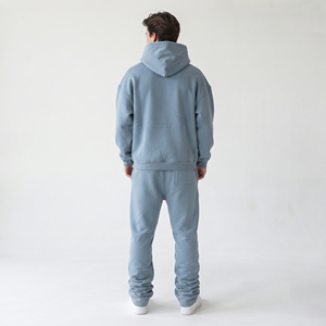 Conjunto Deportivo Personalizado con Bordado Desgastado, Sudadera con Capucha de Felpa 100% Algodón para Hombre, Pantalones Deportivos Gruesos para Invierno - Product Image 2