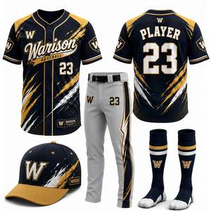 Wholesale Unisex Breathable Baseball Jersey And Pants With Socks And Caps Sublimation Adult's Softball Training Uniform Set - Product Image 1