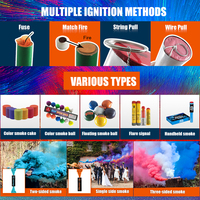 Feux d'artifice de jour colorés en gros de l'usine chinoise, bombes fumigènes de 30 secondes à tirage par fil, bombes fumigènes colorées pour mariages