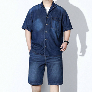New Summer Customize Logo High Street Style Breathable Plus Size Men's Two-Piece T-Shirt and Shorts <b>Set</b> - Product Image 3